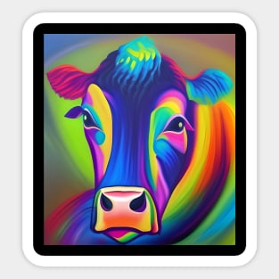 Rainbow Cow Painting Sticker